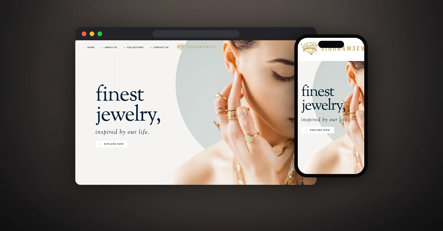SiddhamJewels website on desktop and mobile — designed and developed by Siddham IT Solutions