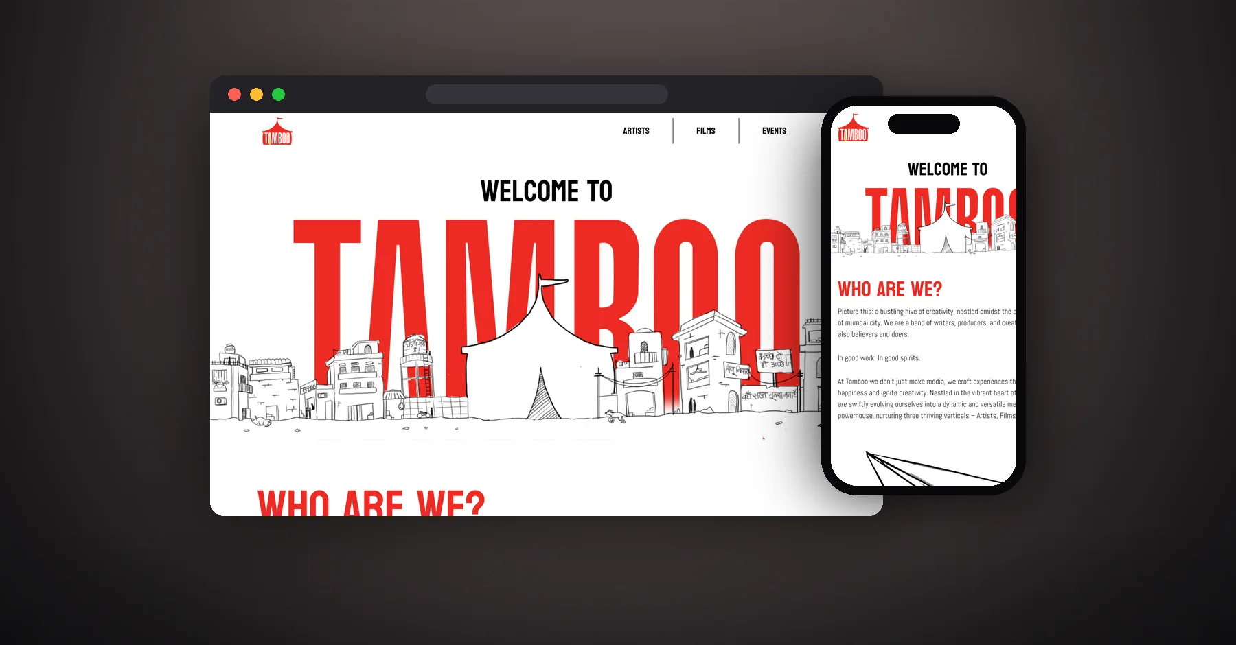 Tamboo website on desktop and mobile — designed and developed by Siddham IT Solutions